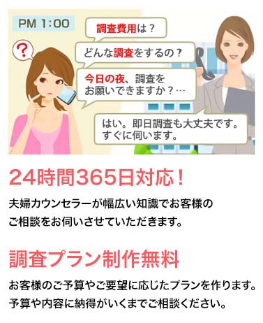 24時間365日対応! 調査プラン制作無料