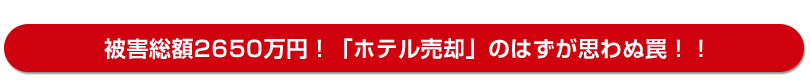 被害総額2650万円！「ホテル売却」のはずが思わぬ罠！！